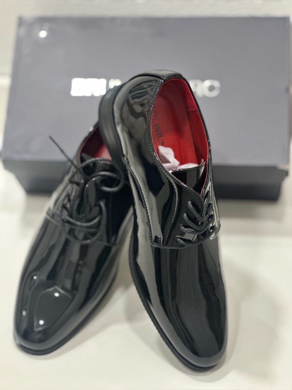 Bruno Marc Faux Patent Leather Tuxedo Dress Shoe Lace-up Oxford Formal Causal
